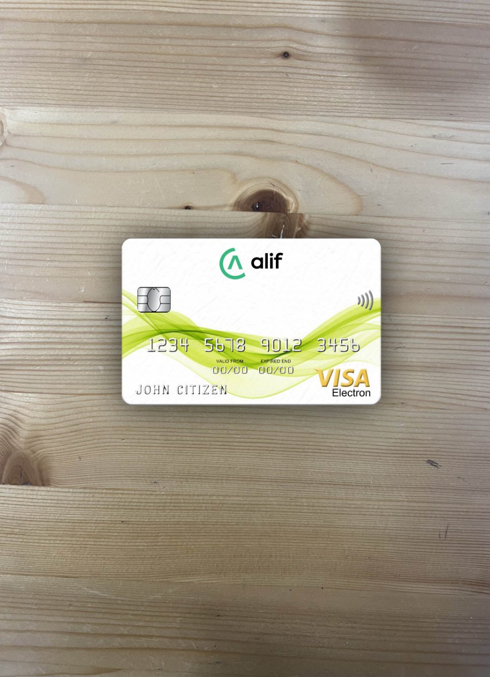 Download Tajikistan Alif Bank visa electron card photolook front Photoshop template